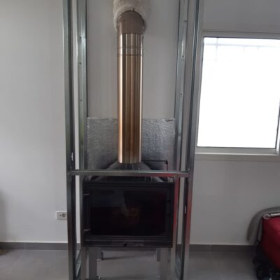 Enclosure is constructed around Fireplace with chute penetration