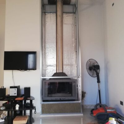 Construction of Chute and Enclosure over fireplace