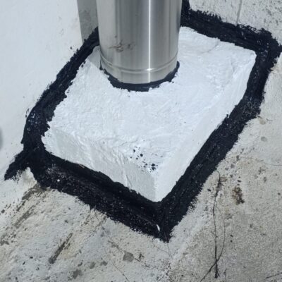 Ceiling Penetration with waterproofing and high temp sealant